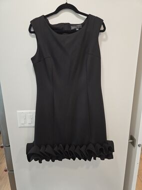 Donna Ricco Black Sleeveless Mini Dress with Ruffle Hem Detail